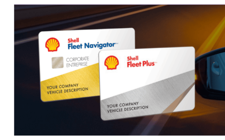 Shell Fleet Navigator and Fleet Plus cards displayed on a road background, representing fuel savings and fleet management discounts available to Chamber members.